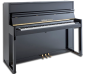 Konzertklavier Haessler, Modell H124 schwarz poliert auch als Modell  Losó für Linkshänder bestellbar